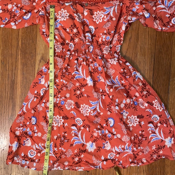 Forever 21 Puff sleeve orange floral dress - Picture 2 of 3